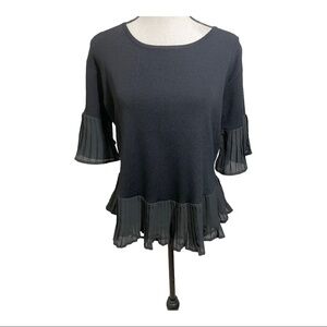 Love at first find womens blouse black round neckline sleeves pleated. Medium
